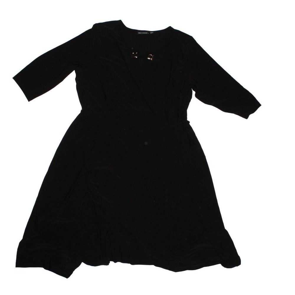 Nina Leonard Black Dress Womens Plus Size 3X Side Pockets Pull Over Embellished
